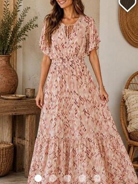 Knox Rose Blush and Rose Print Maxi Dress
